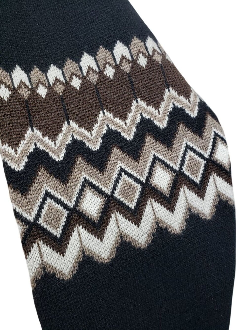 Chloe $1990 Wool Blend Jacquard Sweater Black Brown Crew Neck Fair Isle Fall - Picture 15 of 16